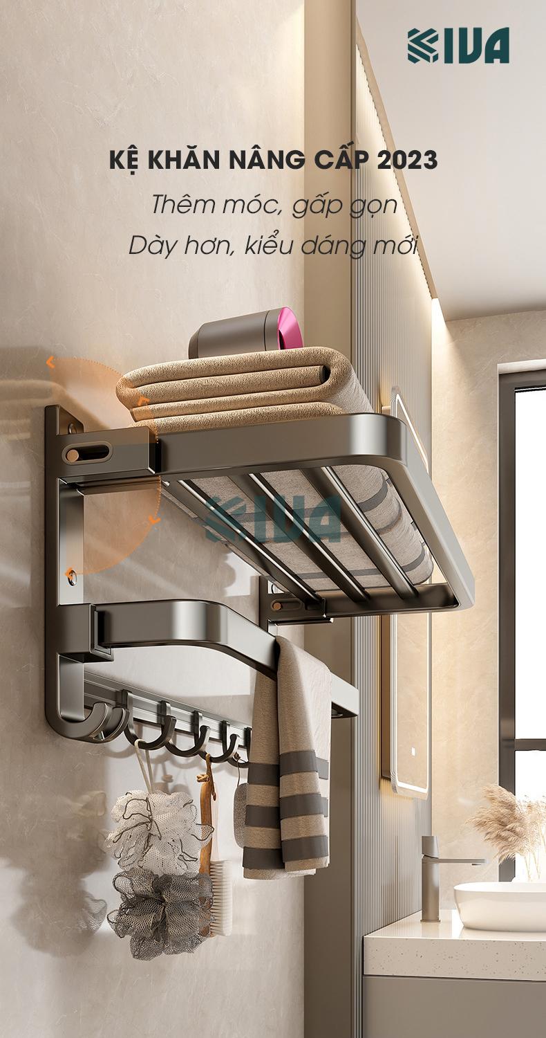 Product Introduction of Giá kệ để khăn, để đồ nhà tắm KIVA, đa dạng mẫu mã, thiết kế, kích thước và màu sắc, chất liệu nhôm hàng không cao cấp. 0