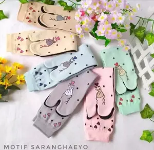 PROMO ( 3 PASANG ) KAUS KAKI JARI / KAUS KAKI JEMPOL / KAUS KAKI WANITA DEWASA / KAUS KAKI MUSLIMAH Muslim Panjang Motif