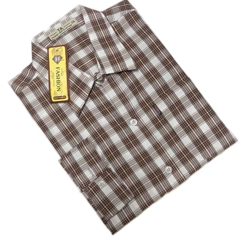Áo sơ mi nam trung niên dài tay vải kate cotton, mềm, thoáng mát từ 45kg - 85kg Menswear Có Cổ Cổ Tròn 2