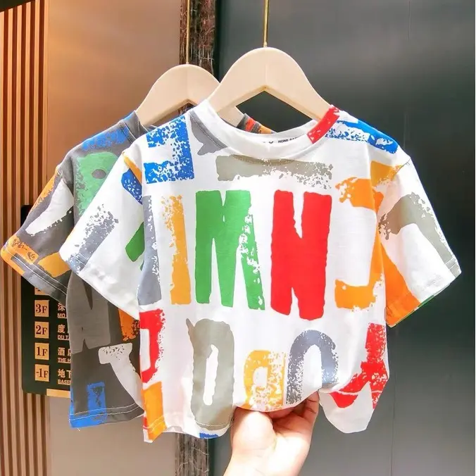 Áo thun bé trai cotton lạnh 4ều in toàn thân nhiều màu N.W  cho bé13-50KG