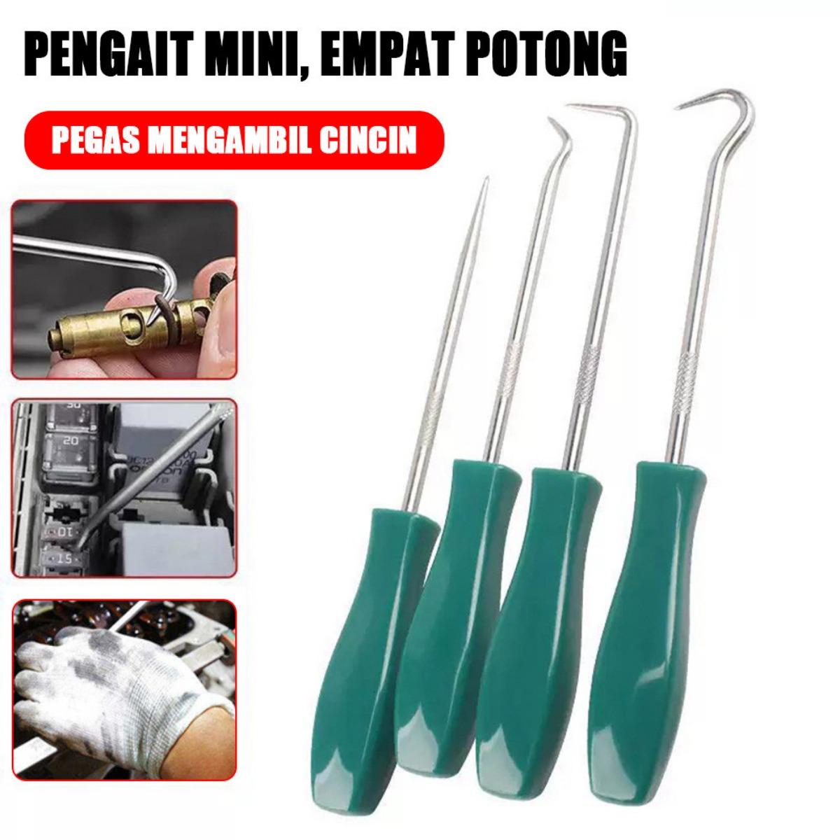 4PCS Set Alat Kait Presisi, Tool Kit Bengkel Multifungsi untuk Bongkar Seal Ring, Crank Spacer, O-Ring Puller, Karet Gasket Remover - Perangkat Servis Mobil, Motor, Sepeda & Suku Cadang Mekanik