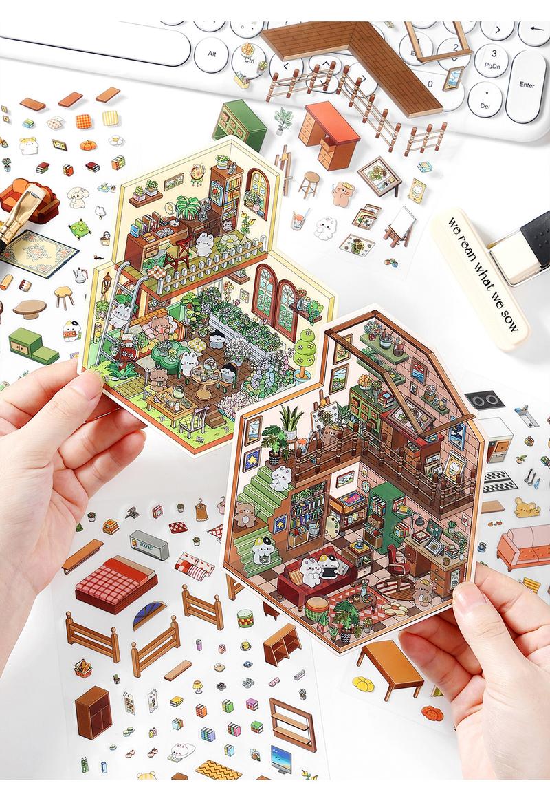 Product Introduction of idako [My Cabin Series] 3D Miniatures, Landscaping, Stickers, Cute, Little House DIY Scene, Decoration, Stickers SS249 diy 11