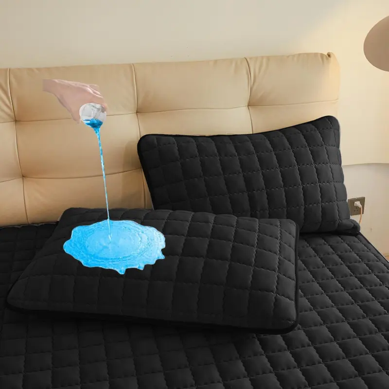 Solid Color Waterproof Pillowcase, 2 Counts Thickened Waterproof Pillowcase, Machine Washable Pillowcase, Bedding Supplies for Home Bedroom 7