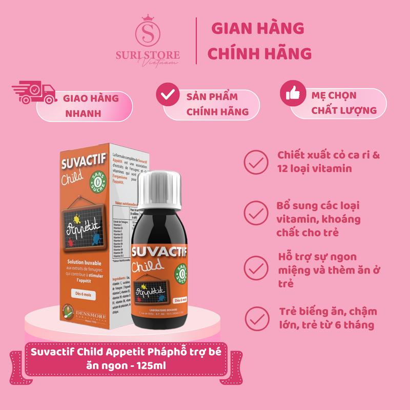 SURI STORE - SUVACTIF CHILD APPETIT - 125ml - hỗ trợ bé ăn ngon [HÀNG CHÍNH HÃNG] DATE T5/2024