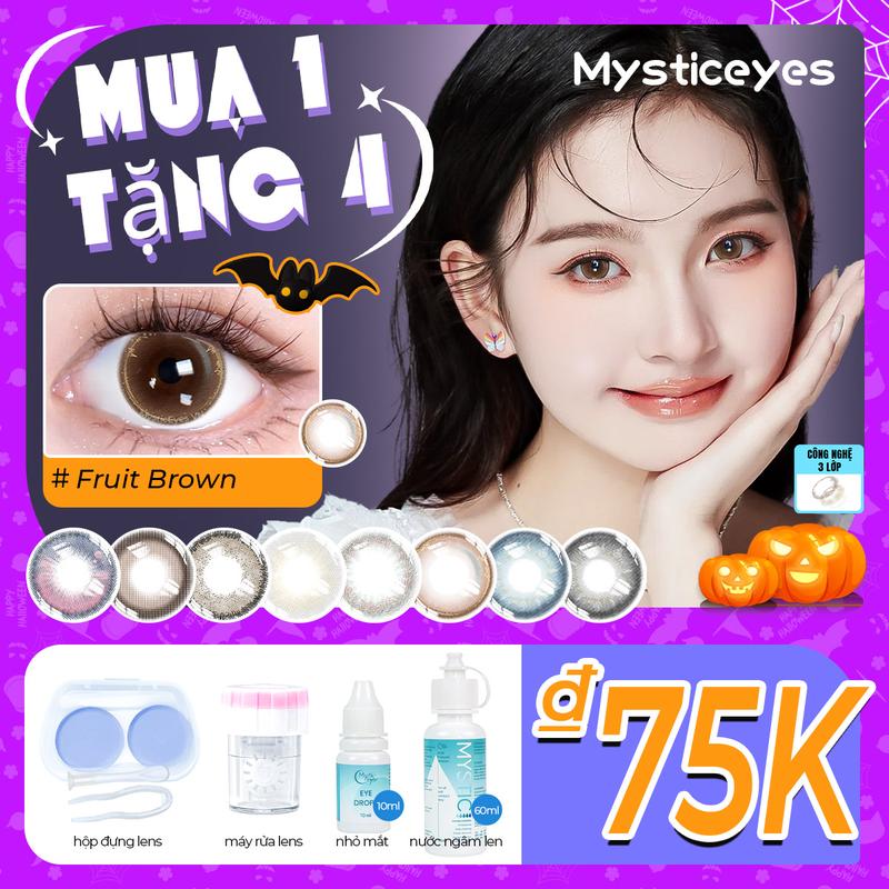[Mua 1 Tặng 4]MYSTICEYES kính áp tròng 14.0-14.5mm 1 Lens+1 Máy Rửa + 1 Nhỏ Mắt + 60ml Nước Ngâm Len +1 Hộp đựng Lens
