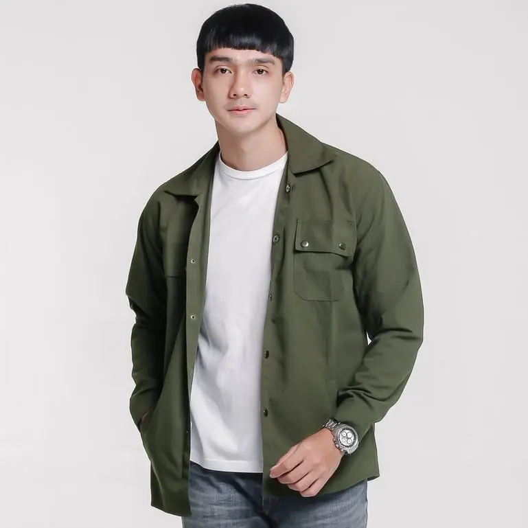 Jaket Semi parka Pria Wanita Kancing Hitam Bahan Canvas Parka Full Size Casual Keren Formal Distro 4