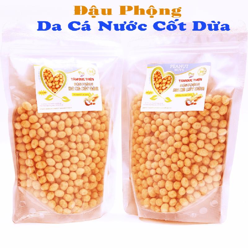 Combo 1KG Đậu Phộng Da Cá Nước Cốt Dừa Tâm Đức Thiện 2 Túi Zip hoặc 2 Hộp x 500GR đồ ăn vặt Food Snack Nuts đậu phộng