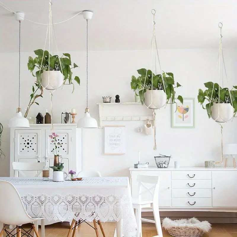 Macrame Plant Hanger, 1 Count Hanging Plant Pot Holder, Plant Pot Net Bag, Home Garden Supplies for Balcony Decoration, Modern 6