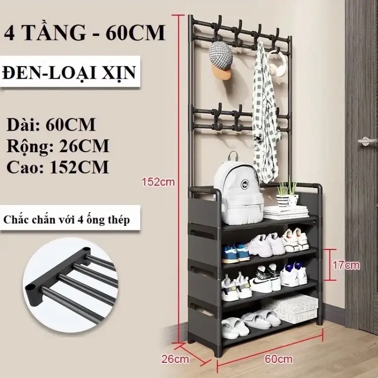 Kệ giày dép 4 tầng , Đa Năng tủ giày lắp ghép thông Minh giá rẻ