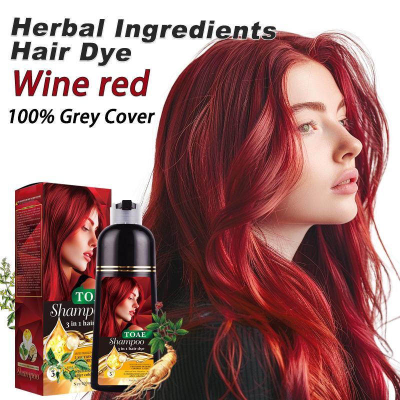 【400ML/13.6 fl.oz】TOAE 3-in-1 Botanical Burgundy Hair Dye Shampoo ...