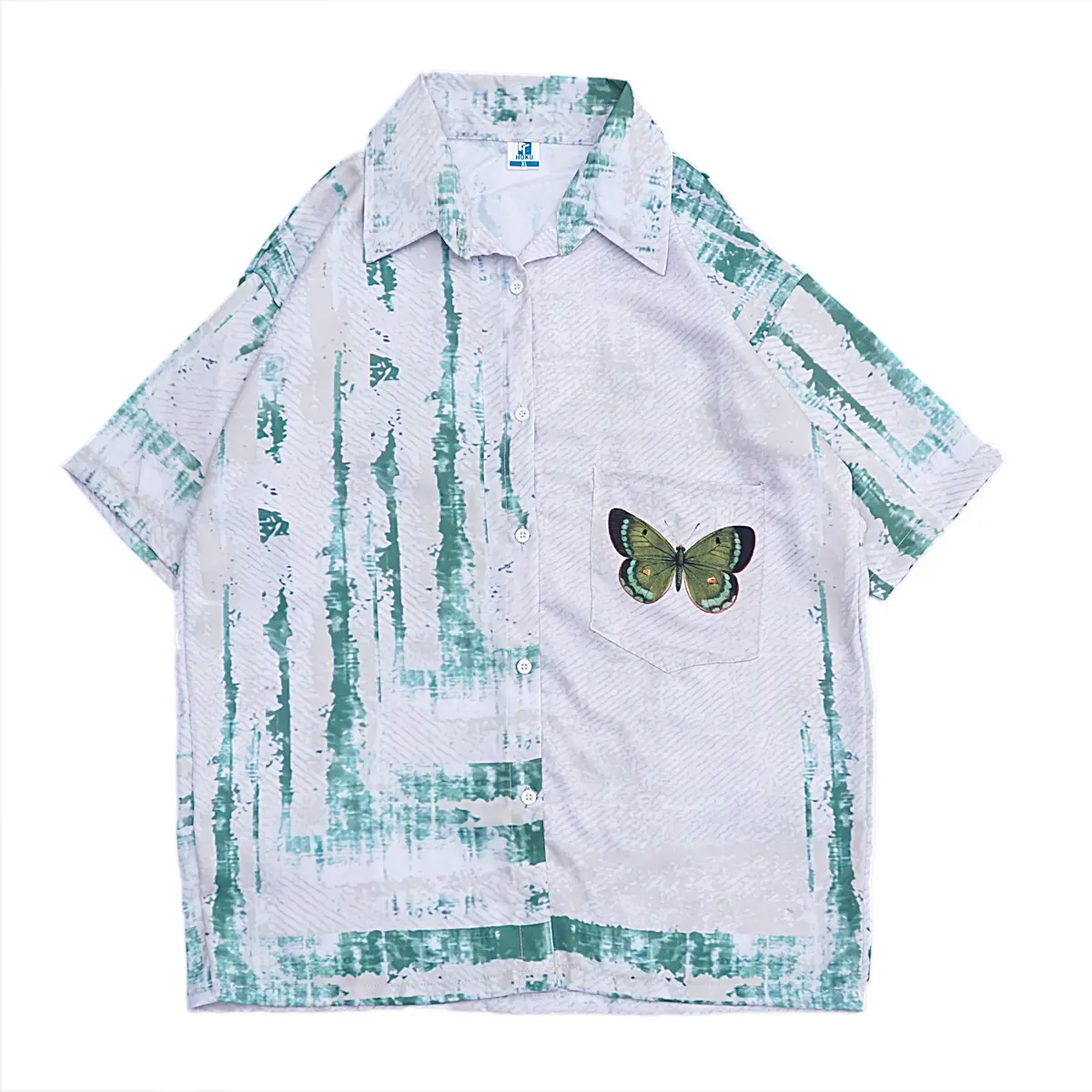 HOKU | GreenBut Shirt Kemeja Oversize Kemeja Unisex Casual T shrit Pakaian Semi Formal Kemeja Anak Muda Kemeja Motif Katun Pendek Pria Panjang Distro