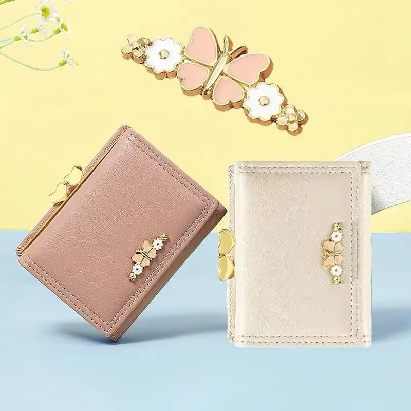 Dompet Lipat Kupu Kupu Plated Korea Style Kulit PU Premium