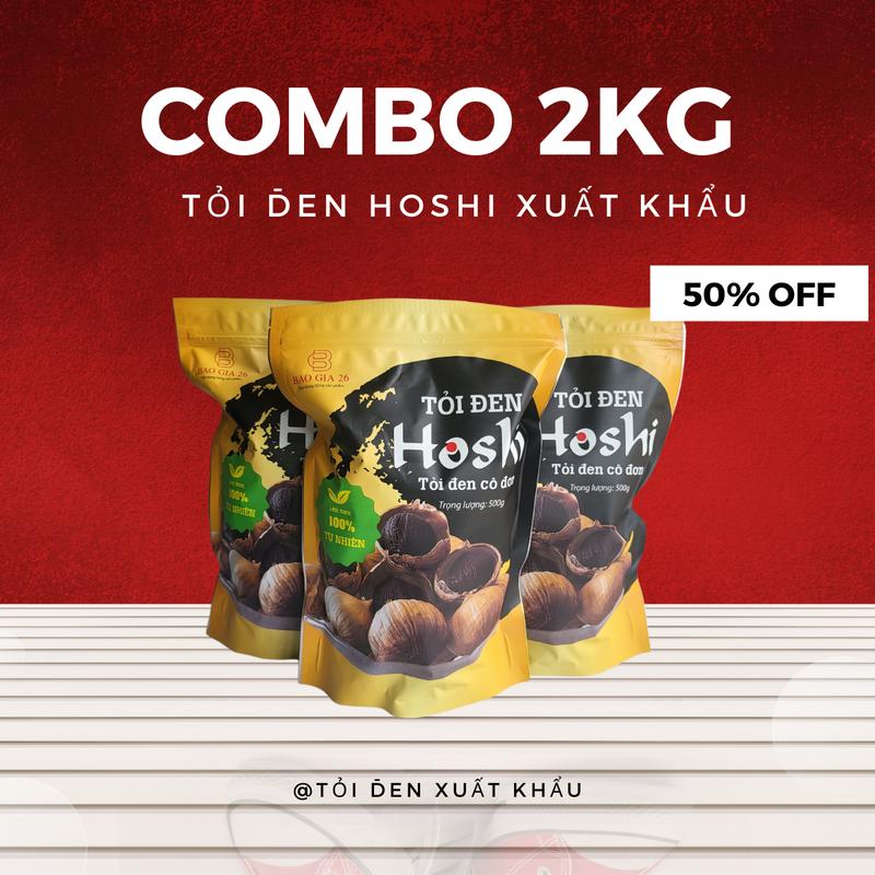 ComBo 2KG Tỏi Đen Cô Đơn Xuất Khẩu Hoshi - Không Chất Bảo Quản - Lên Men Tự Nhiên