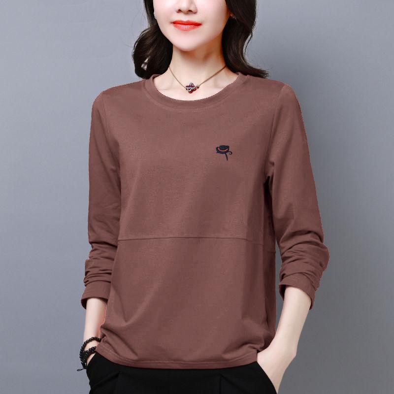 Áo Thun Dài Tay Cho Nữ, Phong Cách Mùa Thu, Có Thể Mặc Được, Ngoại Cỡ, Thích Hợp Cho Phụ Nữ Và Cô Gái Đầy Đặn, Quần Áo, Áo Dài Tay, Bụng Giấu, Hàng Mới Về, 40, 00 Kg-100, 00 Kg Top Women Cổ Tròn 0