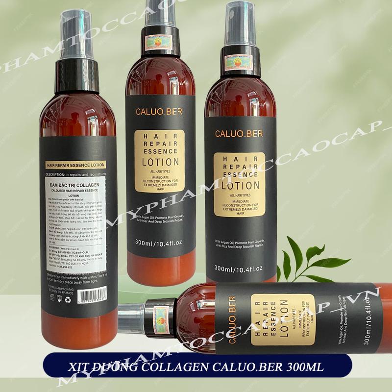 Xịt dưỡng tóc siêu mềm mượt phục hồi tóc COLLAGEN Hair Repair Essence Lotion Caluo.Ber 300ml
