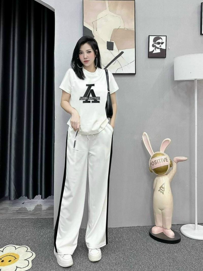 Product Introduction of Set đồ bộ thời trang suông rộng dài, Logo chữ nhật  bản mới , Chất Thun 100% cotton 10