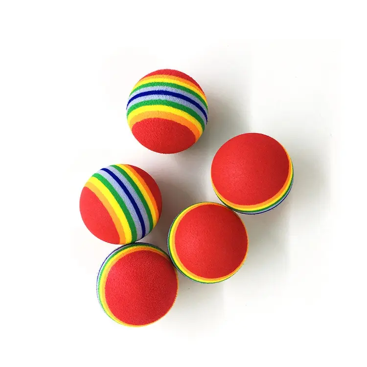 Mainan Bola gigit Kucing Anjing motif warna pelangi 2