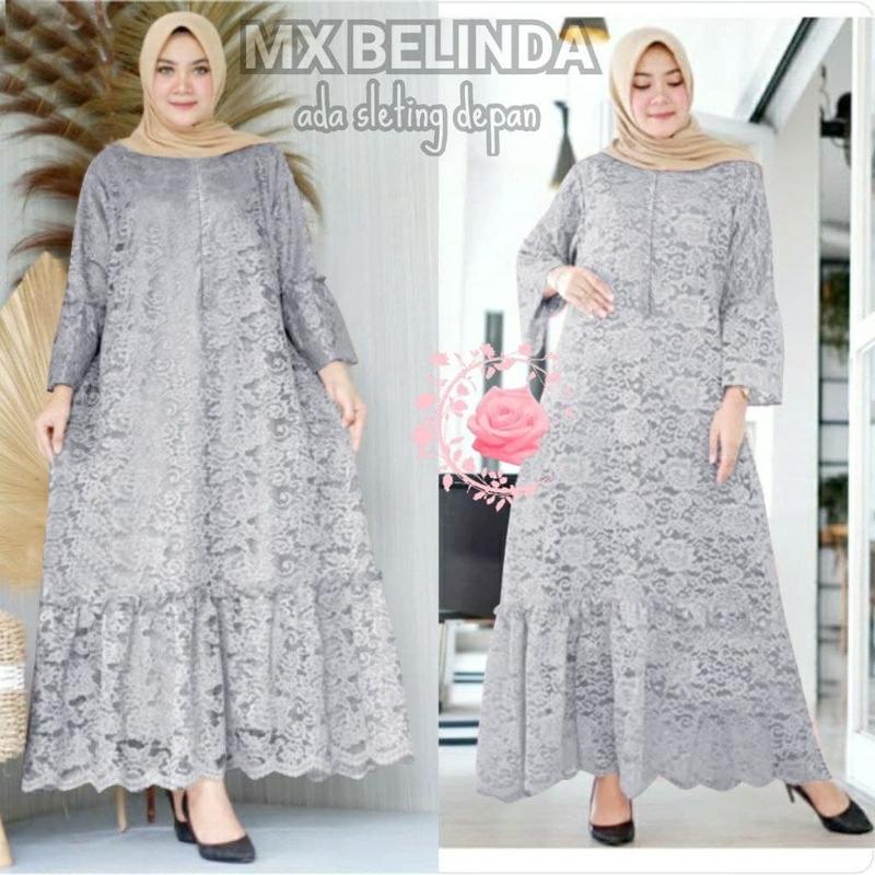 indobest MX BELINDA JUMBO 5XL 4XL/3XL/2XL/XL/ BUSUI / BRUKAT GAMIS DRESS WANITA / BAJU PESTA LENGAN PJG 6