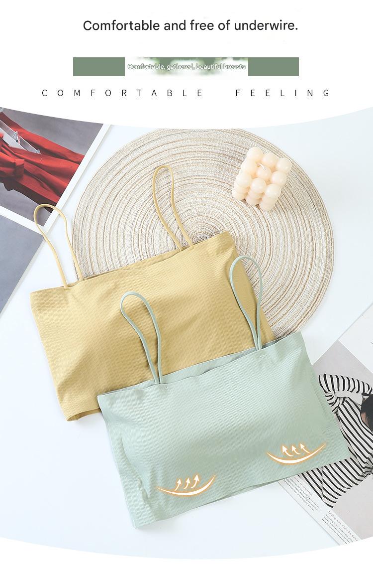 Product Introduction of Beautiful back without steel ring ice silk sling anti-glare wrap underwear female students Korean version of the bust bottoming tank top inner wear 6
