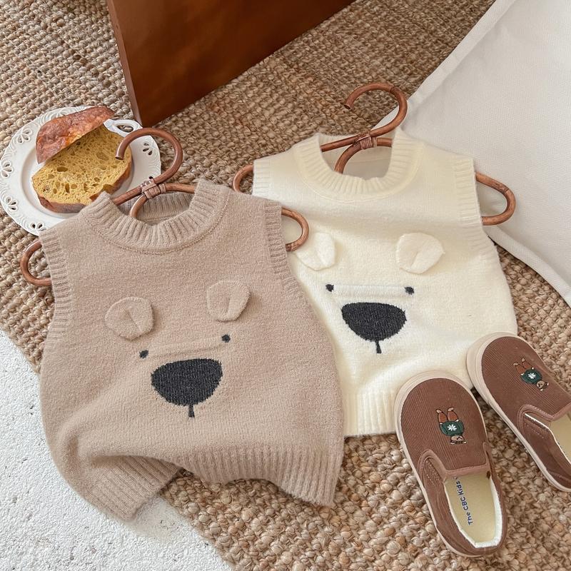 Áo Vest Dệt Kim Cho Em Bé Áo Vest Len Cho Trẻ Sơ Sinh Hình Gấu Dễ Thương Mềm Mại, Mới Thu Đông 2023, Thích Hợp Cho Bé Trai Và Bé Gái, Thiết Kế Hoạt Hình, Áo Vest Nhỏ Được Người Khác Thu Thập 4