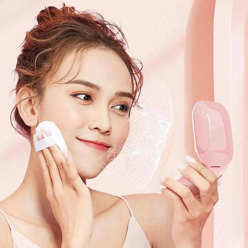Double-sided LED Light Makeup Mirror, Portable Foldable Handheld Makeup Mirror with Touch Switch, 3-speed Brightness Adjustment Handheld LED Fill Mirror, White 6