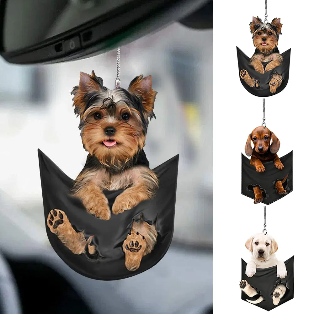 Cute Car Rear View Mirror Backpack Pendant Key Chain Animal Pendant Dog Hanging Ornament Accessories #440031