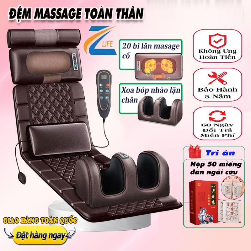 [BẢO HÀNH 7 NĂM] Nệm massage toàn thân nhà, đệm mát xa toàn thân cao cấp có gối thảo dược có túi khí và điều khiển dễ sử dụng