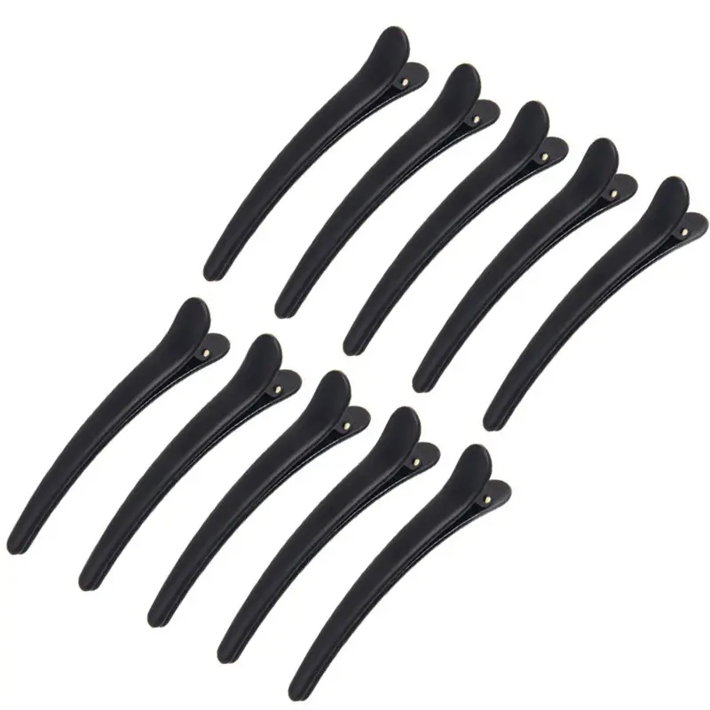 Jepit Rambut Salun Dandanan Rambut Profesional, 10PCS, Plastik Hitam, Serampang Tunggal, Klip Rambut Buaya DIY, Alat Penggayaan Penjagaan Rambut Clips