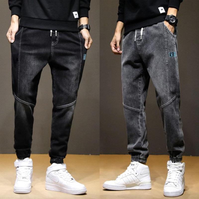 Quần jean jogger nam màu xám và đen bó gấu lưng chun có dây buộc mới hà nội hcm Menswear Có Túi Pants