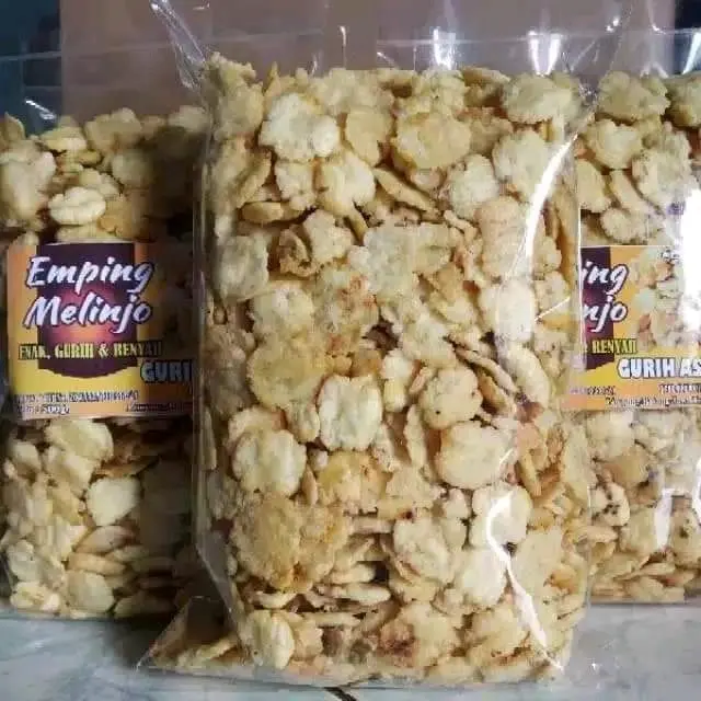 Emping Kletuk Belinjo Gurih Asin 1KG Alami - Camilan Tradisional Indonesia - Crispy, Kripik