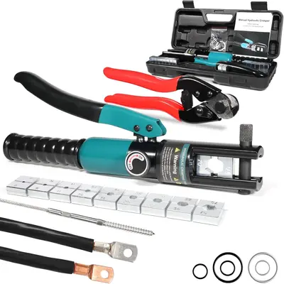 Mua 10 Tons Hydraulic Crimping Tool Battery Cable Lug Terminal Crimper With 9 Pairs Of Dies 12 Awg To 20 Awg Wire Crimping Tool B06xr8by65 - View #7