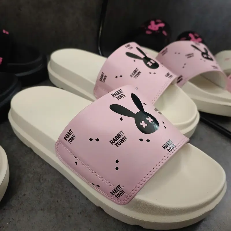 Dép thời trang Nữ,Dép Rabbit Town in thỏ, xinh xắn dễ thương, đế cao 4cm Slipper Jean DéP Có Quai 4