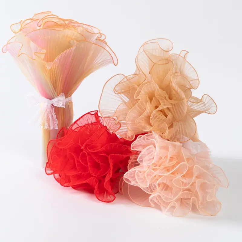 Valentine's Day Wave Yarn Mother's Day Flower Bouquet Packaging Mesh Wrapping Paper Material Rose Yarn Mesh
