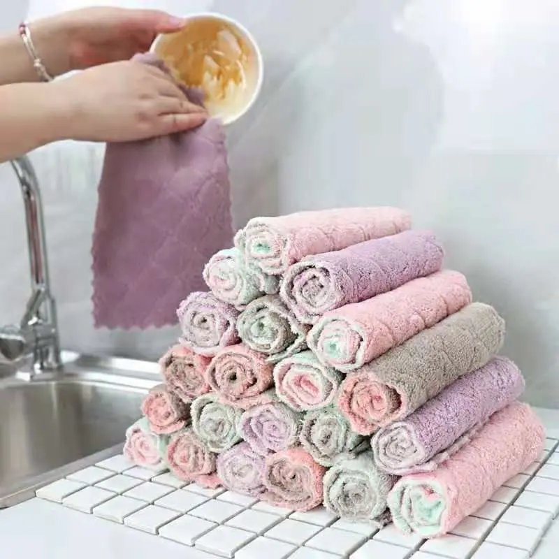 TERLARIS 1 Lusin Kain Lap Bahan Microfiber Ukuran 24x14 / Kain Lap Piring Kain Dan Alat Dapur Anti Minyak cleaning 4