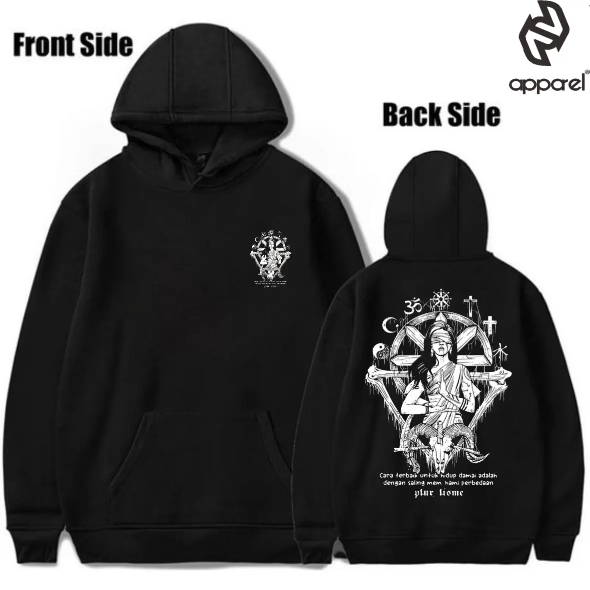 NN Apparel Hoodie Pluralisme Peaceful Life Fleece Merah Hitam Zipper Distro Sweater Pria