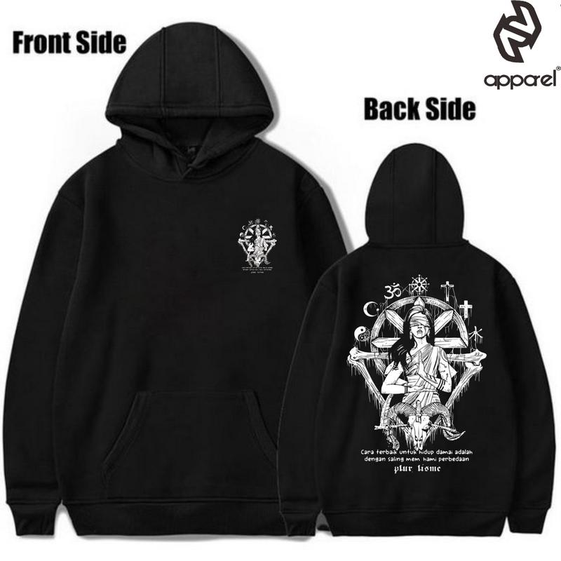 NN Apparel Hoodie Pluralisme Peaceful Life Fleece Merah Hitam Zipper Distro Sweater Pria 1