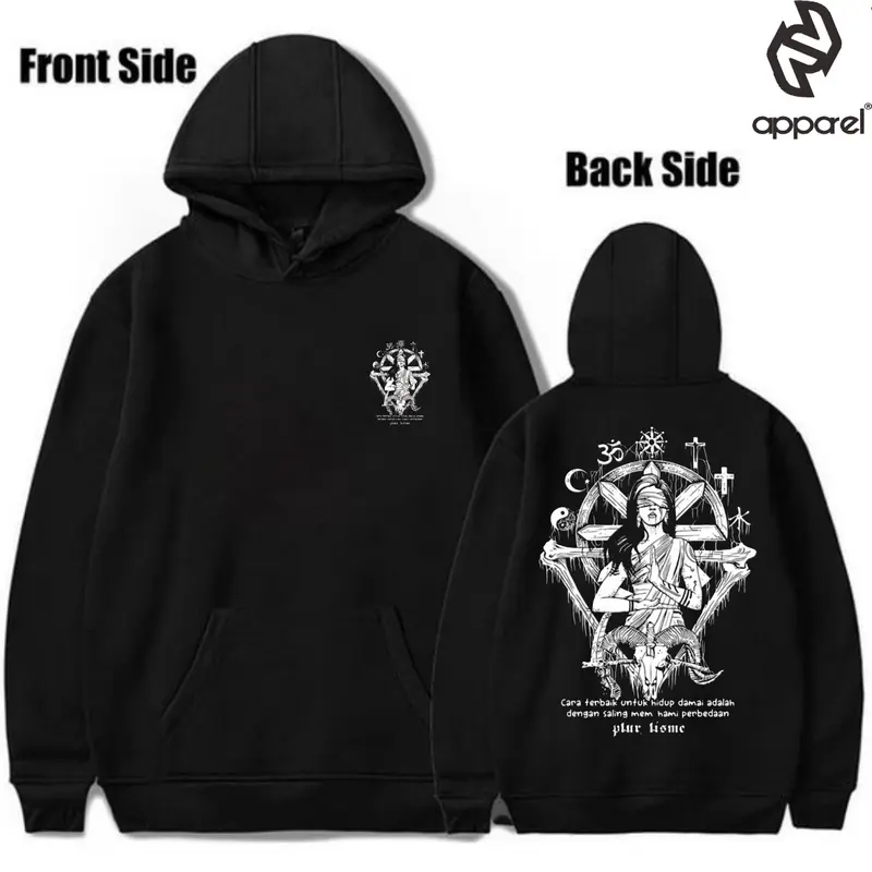 NN Apparel Hoodie Pluralisme Peaceful Life Fleece Merah Hitam Zipper Distro Sweater Pria 0