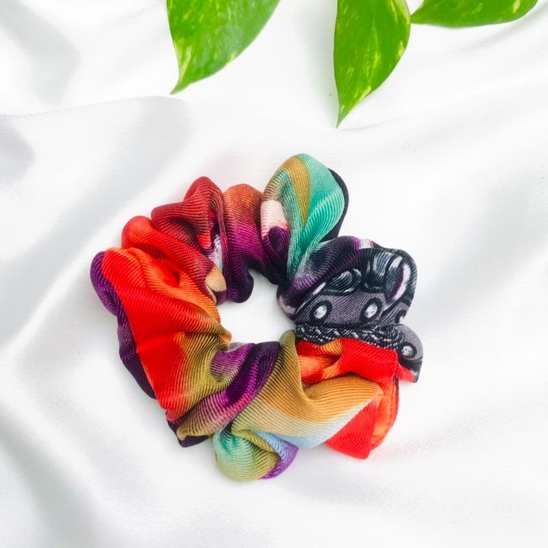 Dây cột tóc HUMI vải cotton mềm chống gãy tóc dây buộc scrunchies co giãn cao cấp Nữ Women 4