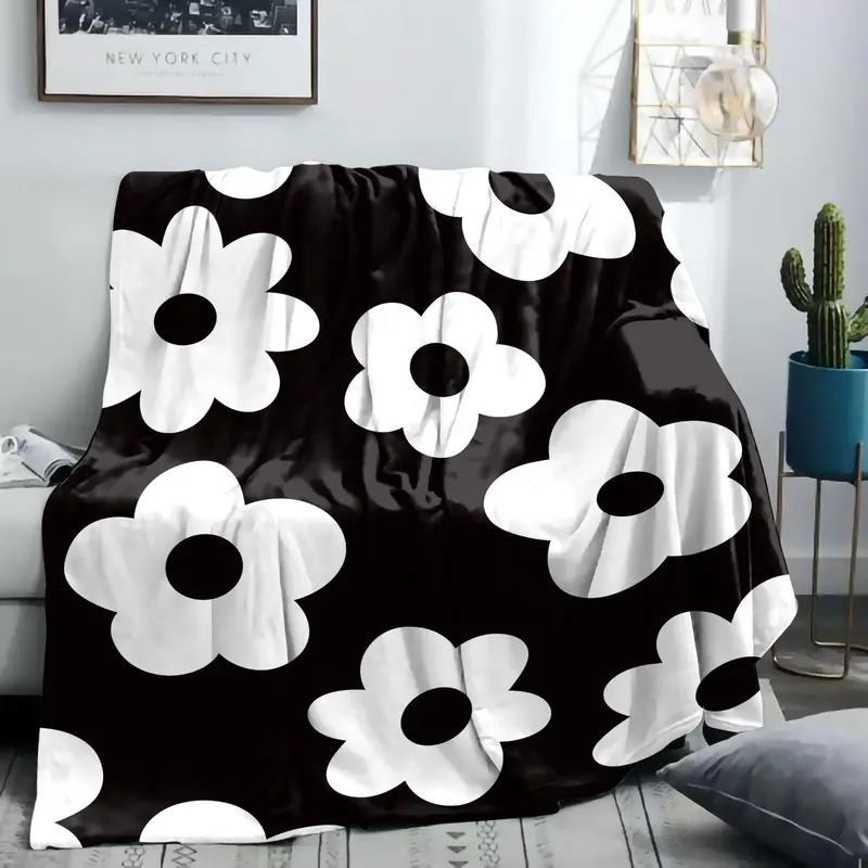 Floral Pattern Blanket, 1 Count Soft Comfortable Throw Blanket, Cool Bedroom Bedding Blankets, Warm Napping Blanket for Home Office Camping 3