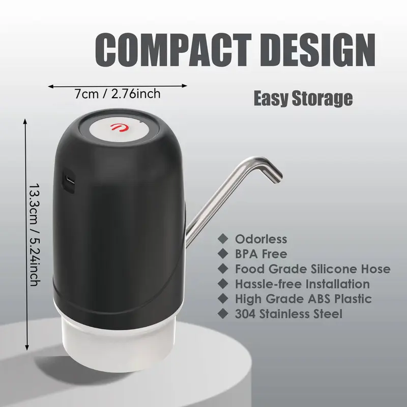 Portable Electric Water Bottle Pump, 1 Count USB Rechargeable 5 Gallon Water Bottle Pump, Household Water Dispenser, Drinking Utensils for Home Office 1