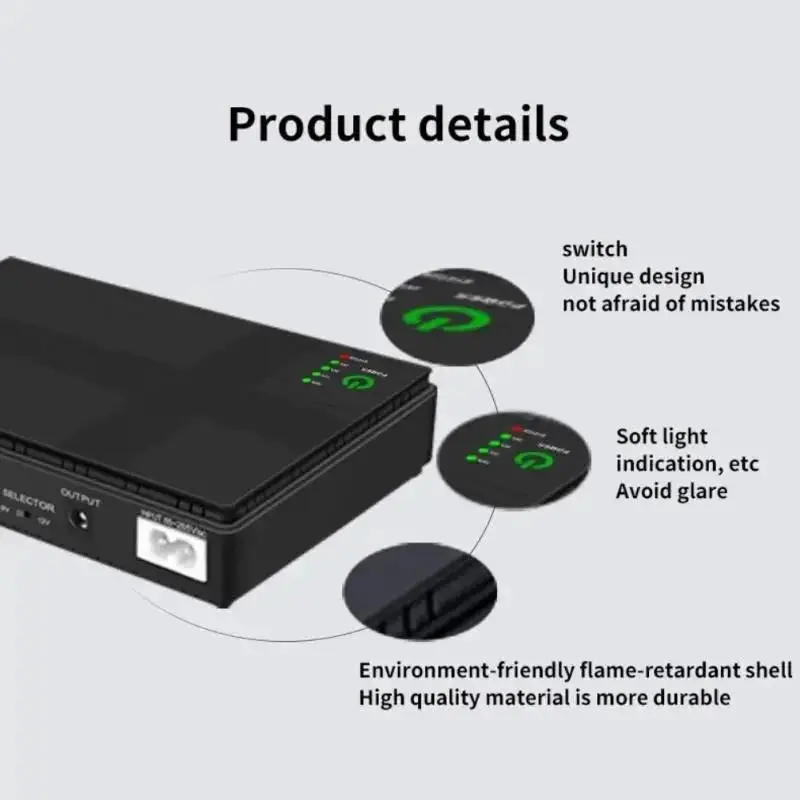 Power Supply UPS Router Backup Power DC Power Adapter Uninterruptible Power Supply 10400mAh 5V 9V 12V UPS Router Optical Cat Built-in Adapter Backup Power Supply Eu 7