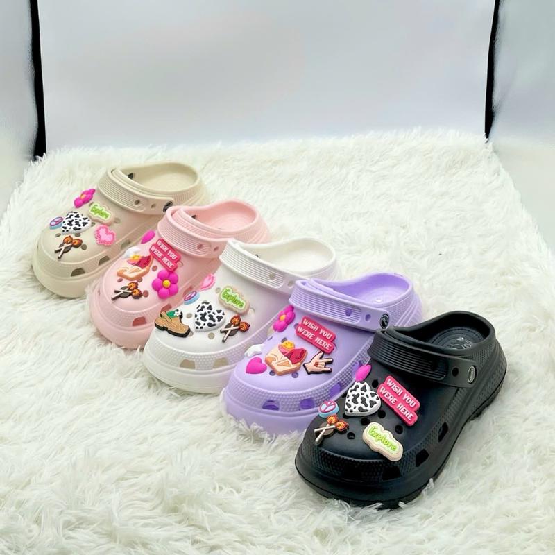 Dép trẻ em, dép bánh mì siêu nhẹ thời trang cao 3 phân đính sticker xinh xắn đế chống trơn cho bé( 317) Len Sandal