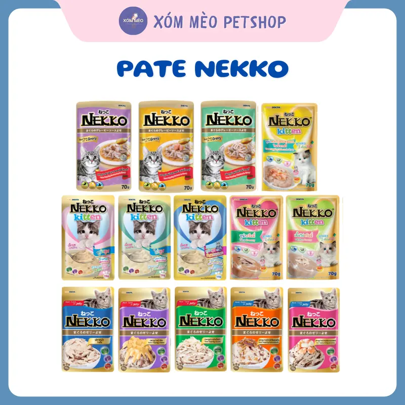 [COMBO PATE NEKKO] - Combo 12-24 gói Pate Nekko dành cho mèo trưởng thành & mèo con- Mix Vị, gói 70g 0