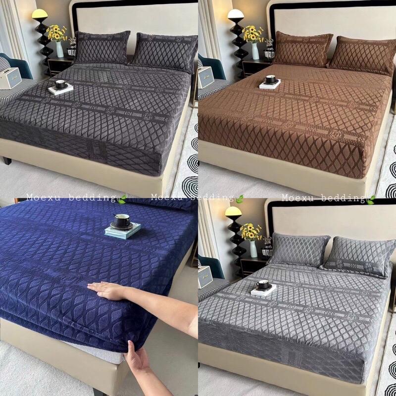 Bộ Ga Gối Nỉ Nhung COCO in Nổi Hoạ Tiết Mẫu Mới 2023 Chất Liệu Dày Dặn Mềm Mịn Ấm Áp Cao Cấp Giữ Nhiệt Tốt 1