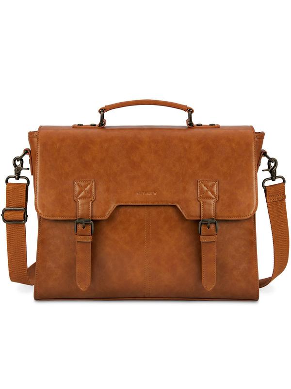 Men's Vintage PU Leather Briefcase, Large Capacity Laptop Bag, Casual Trendy Versatile High-quality Daily Commuting Bag, Shopping Bag 0