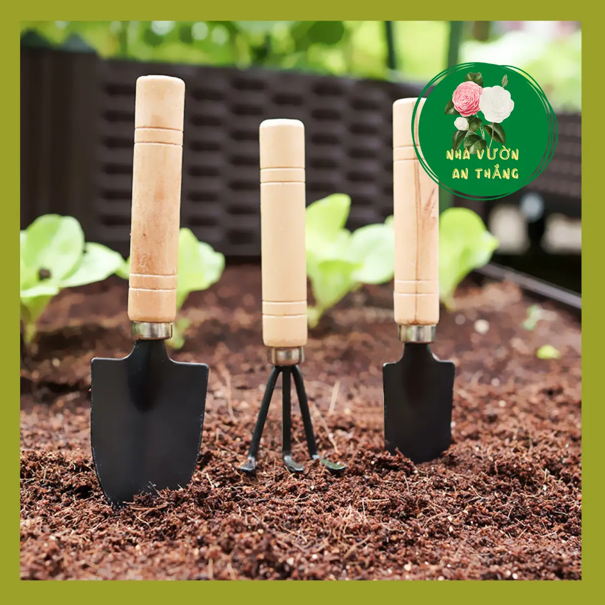 Combo 3 món dụng cụ làm vườn mini cán gỗ chắc chắn [ Đang Khuyến Mãi ]