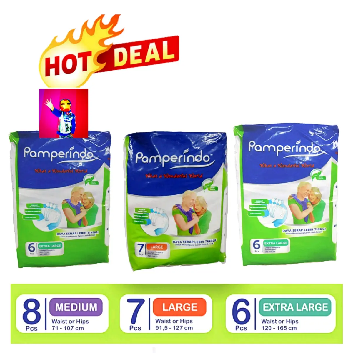 Pamperindo Popok Dewasa Diapers for Adult M L XL Incontinence