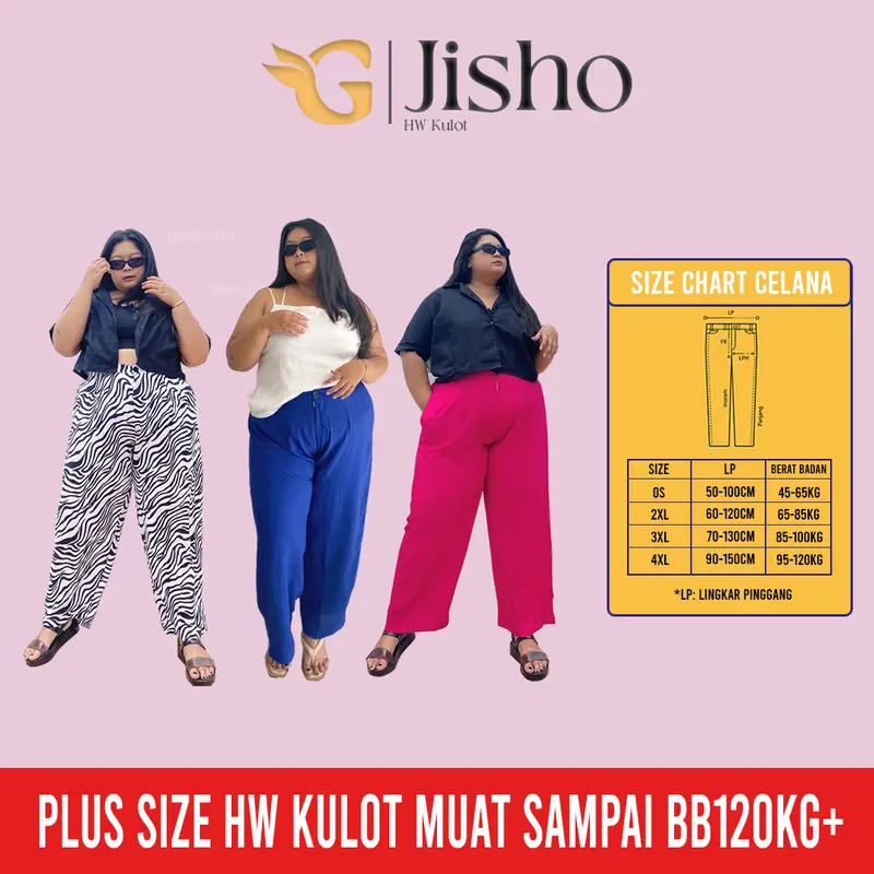 Jisho Kulot Bigsize Wanita, Rayon Berkualitas, Nyaman dan Adem - Variasi, Panjang 1