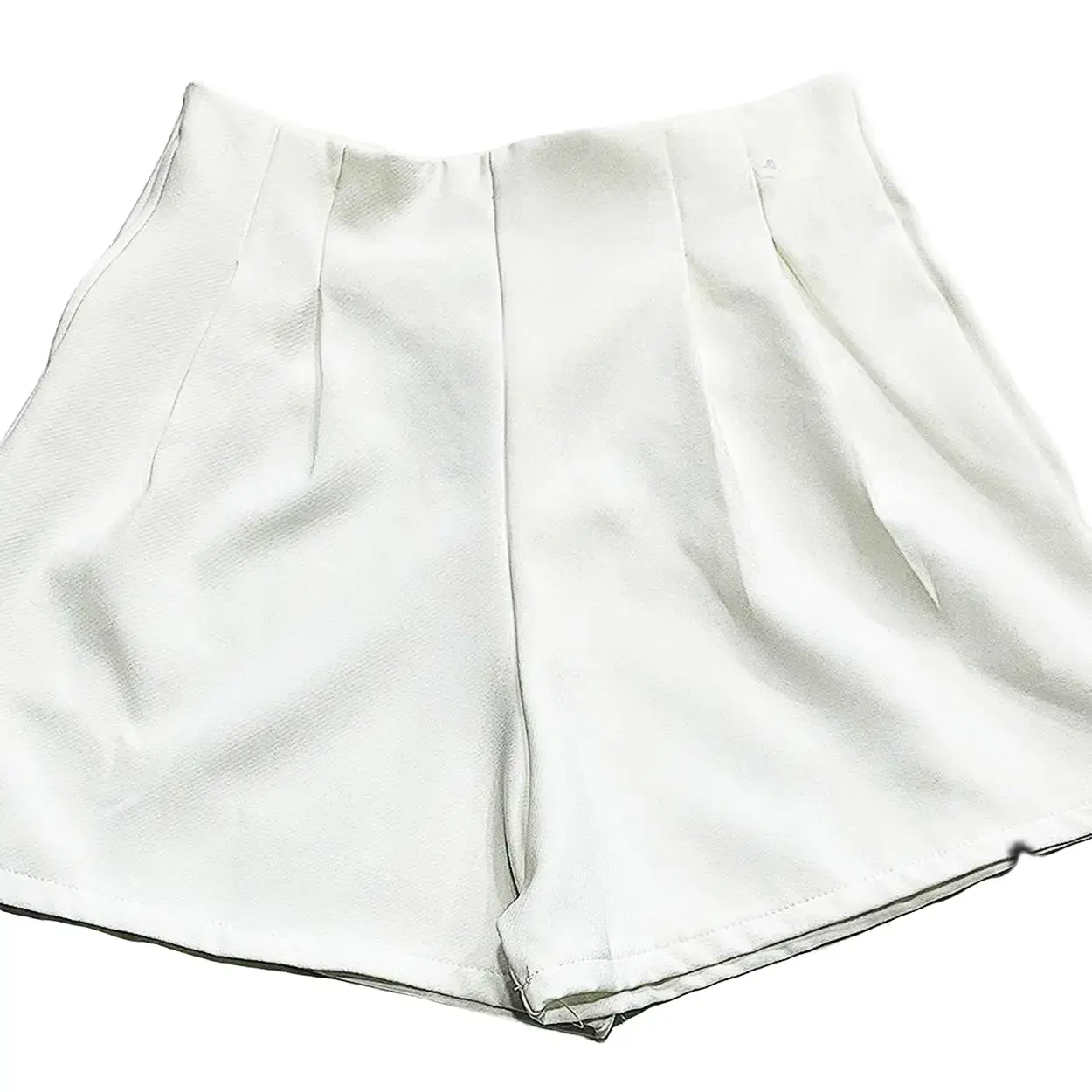 Quần shorts nữ ống rộng cạp cao, đùi lưng cao có túi 1 bên hông Pants Màu Trắng Women Nhung Ong