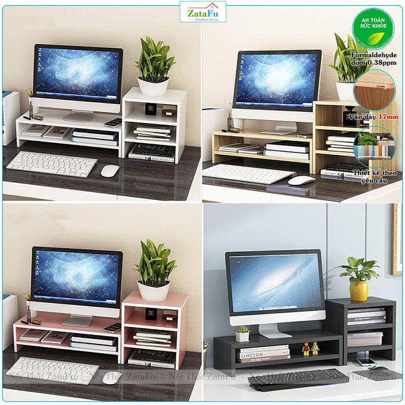  Kệ Gỗ Trang Trí Decor Kệ Sách Màn Hình Máy Tính Để Bàn Đa Năng ZataFu 